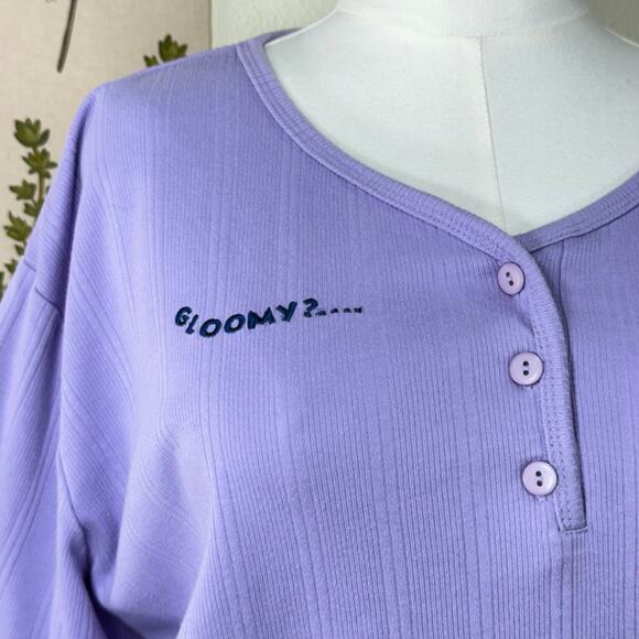 Vintage 90s Y2k Disney Winnie Pooh Eeyore Embroidered Henley Top Cutecore 3X - Picture 4 of 11
